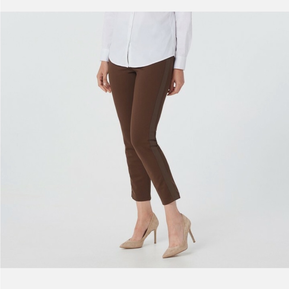 Joan Rivers Signre Knit Ankle Pants Grosgrain Trim-Reg A366910 NEW Brown Medium